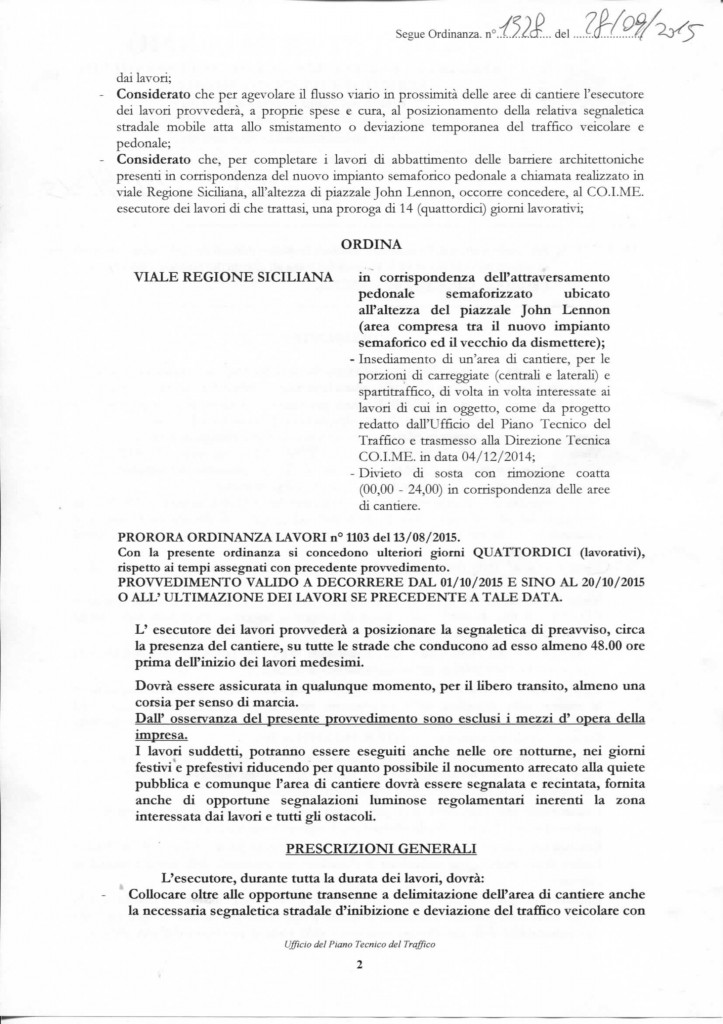 1328 PROR. OD. 1103-15 VIALE REGIONE SICILIANA INTERVENTO A TUTELA DELLA SICUREZZA PEDONALE